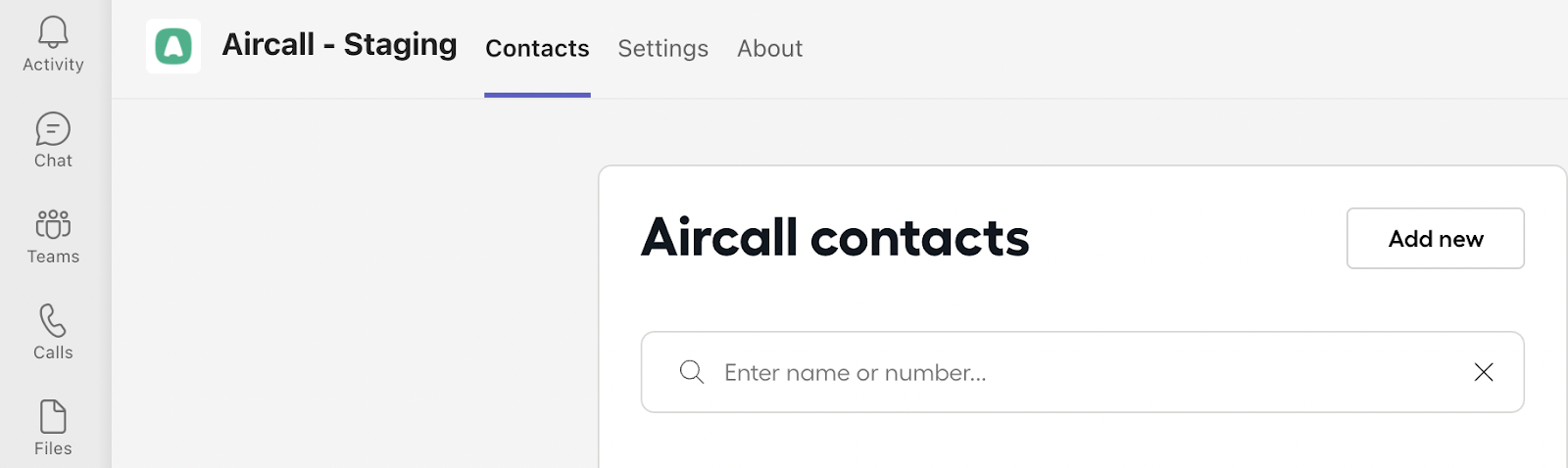 Image showing how to add contacts to Aircall from MT from the contacts tab