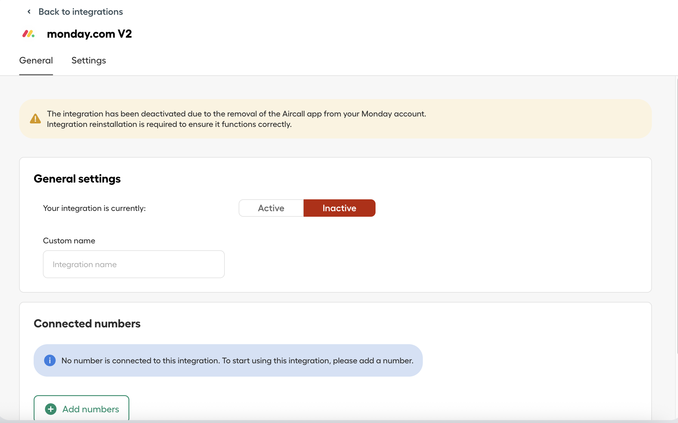 The notification in Aircall Dashboard that the integration has been deactivated.png