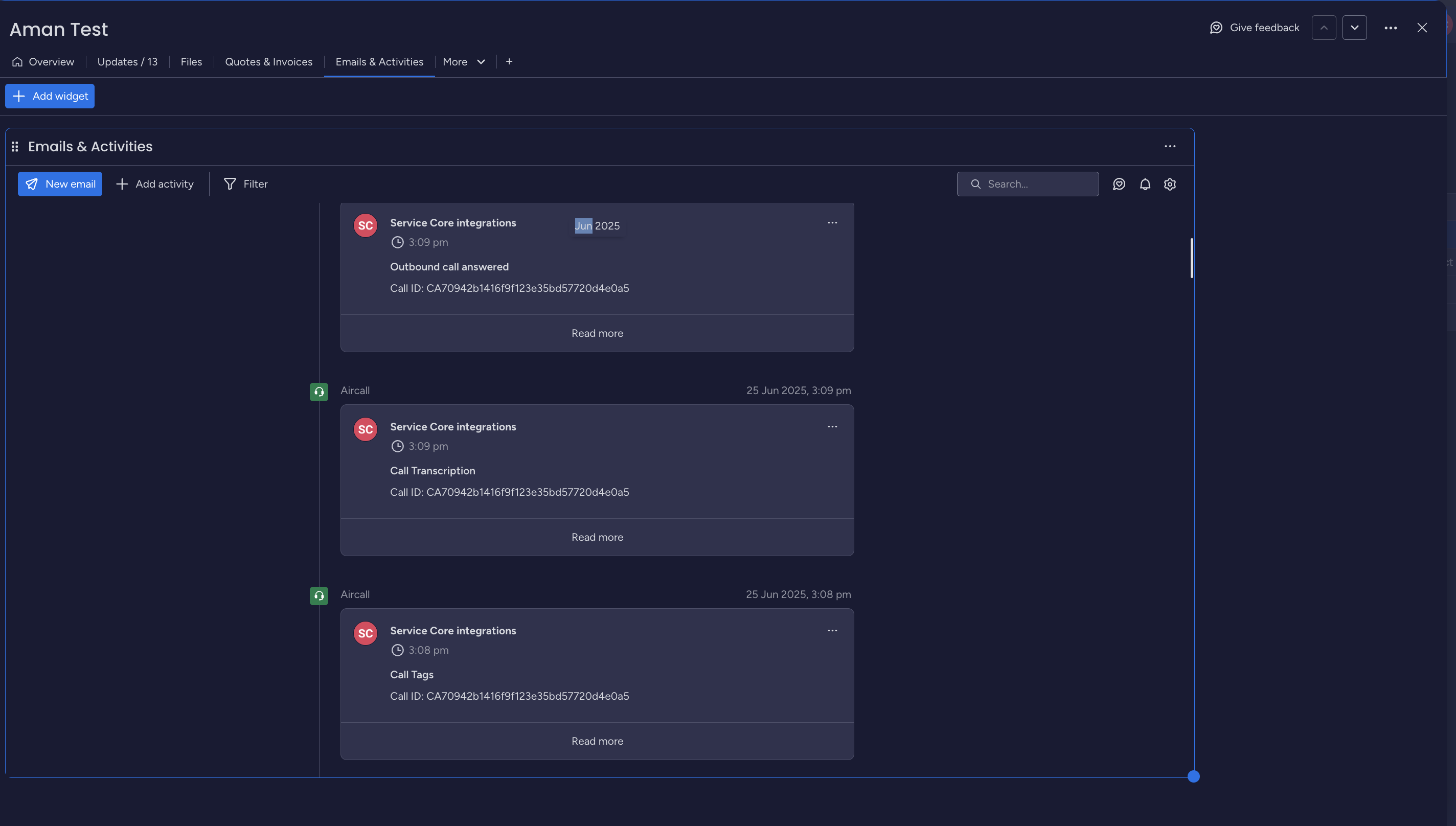 Email & Activities section of the contact.png