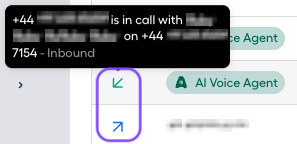 call direction and tooltip