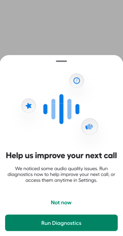 Image showing how to access call diagnostics after a call