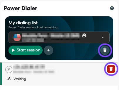 Image showing how to delete numbers and dialing list