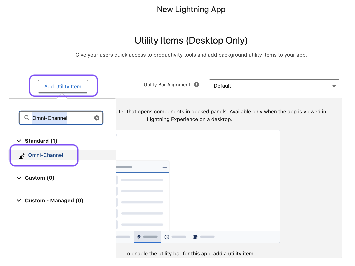 Image showing how to find the omni-channel utility item