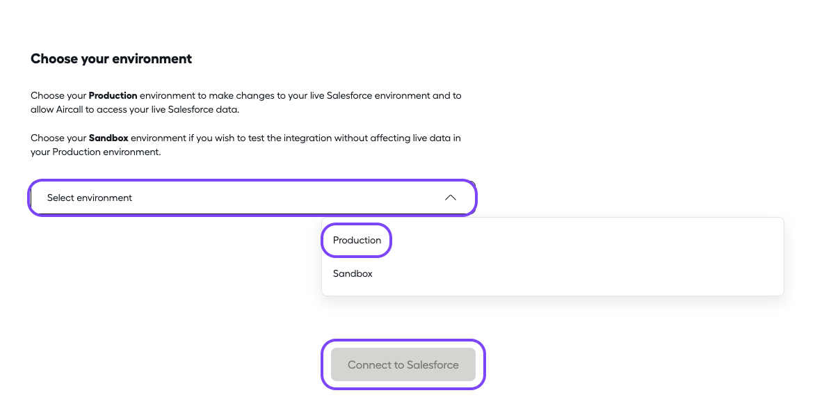 Image showing how to choose your environment