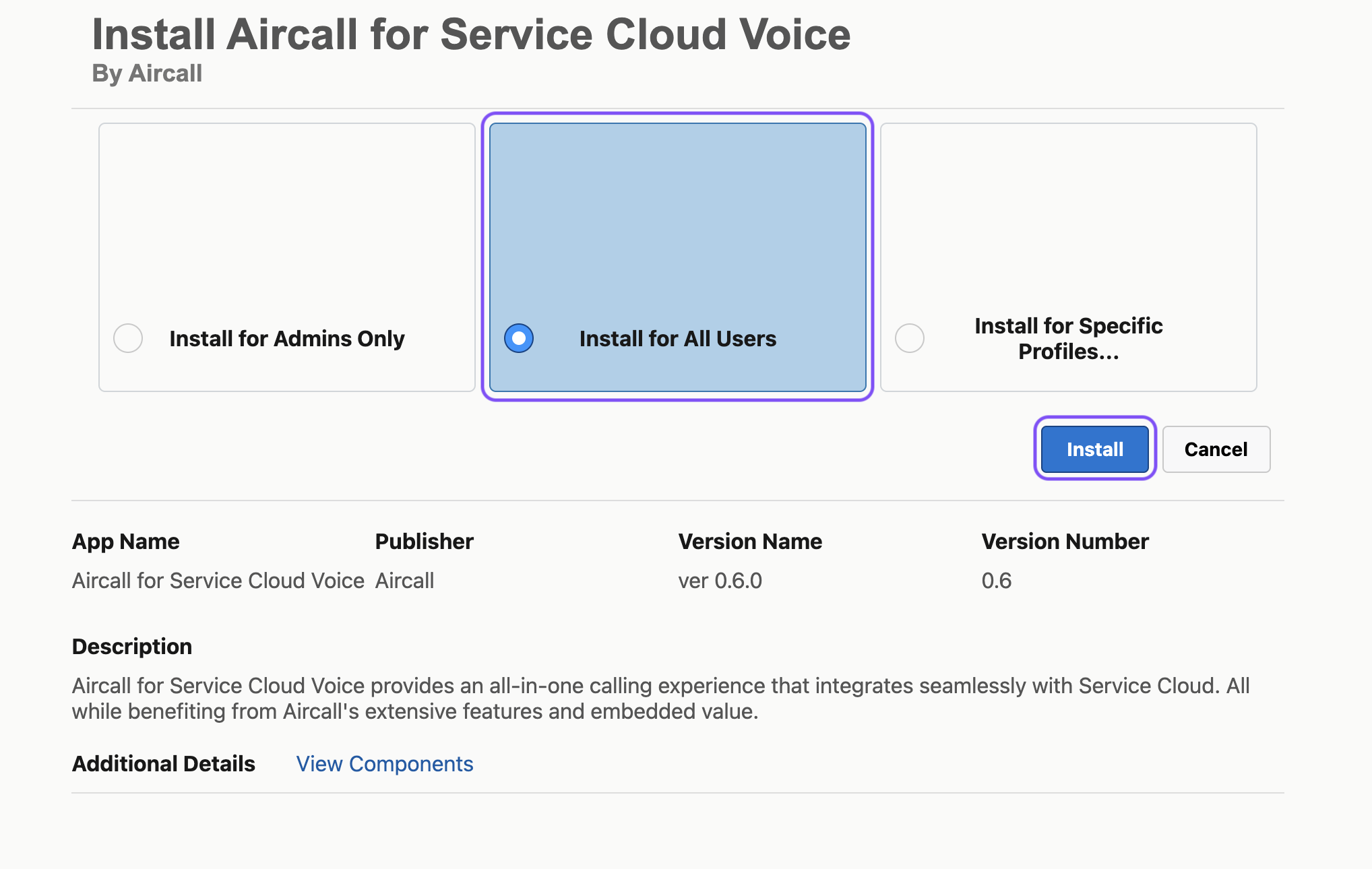 image showing install for SCV