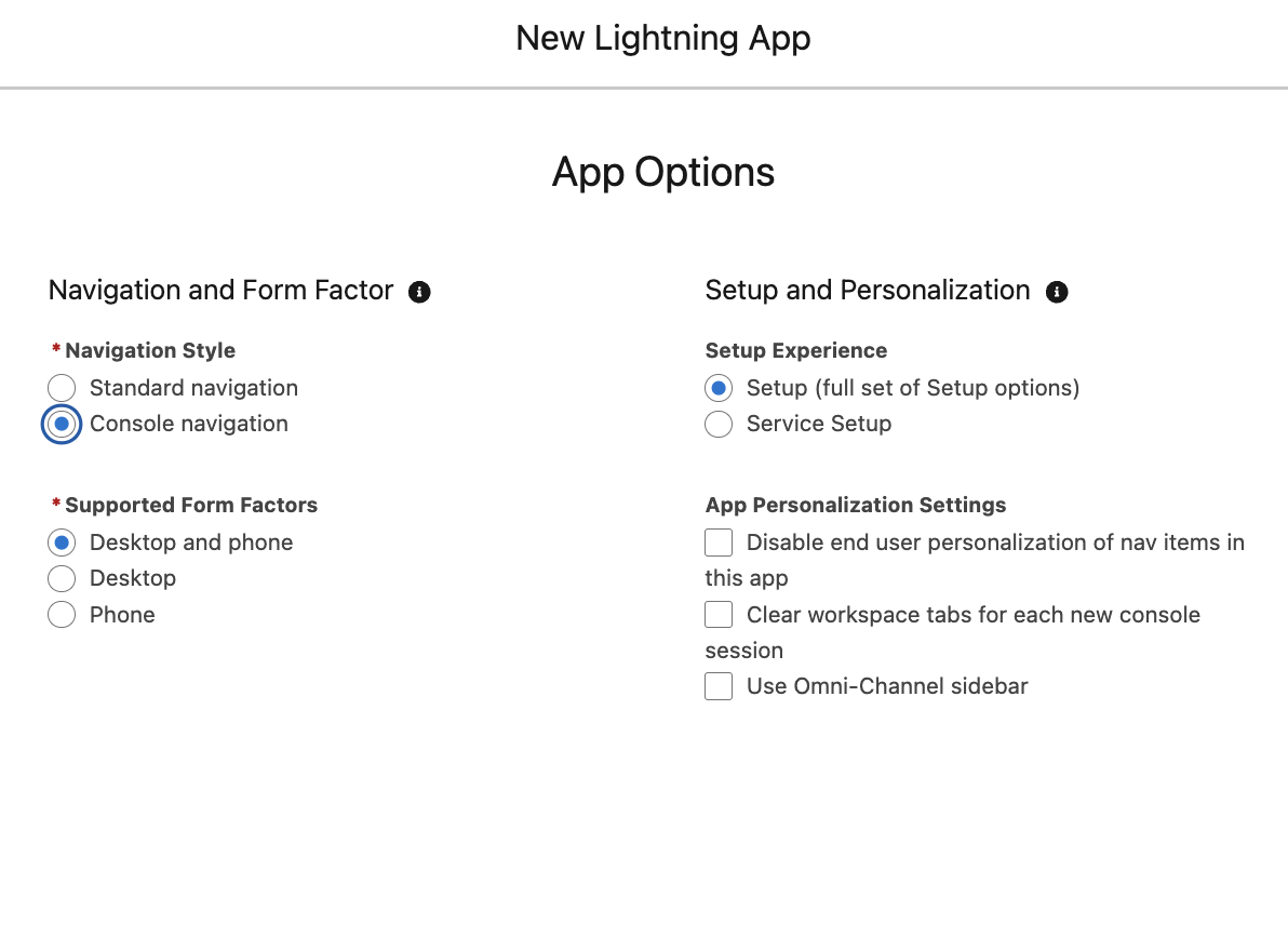 Image showing the navigation style and other app options
