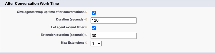Image showing After conversation work time settings