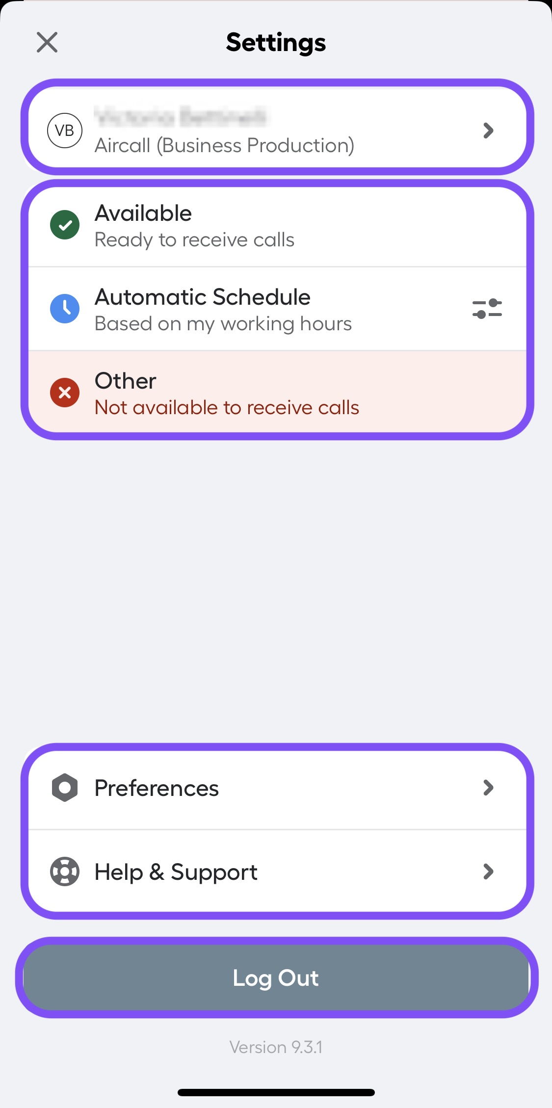 Image showing settings view