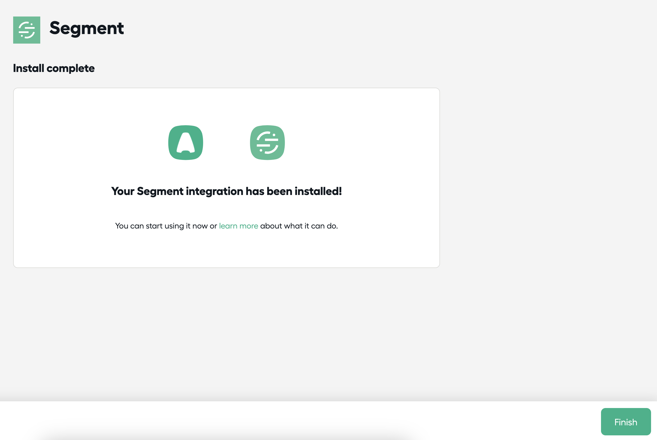 Image showing the last window of integration configuration