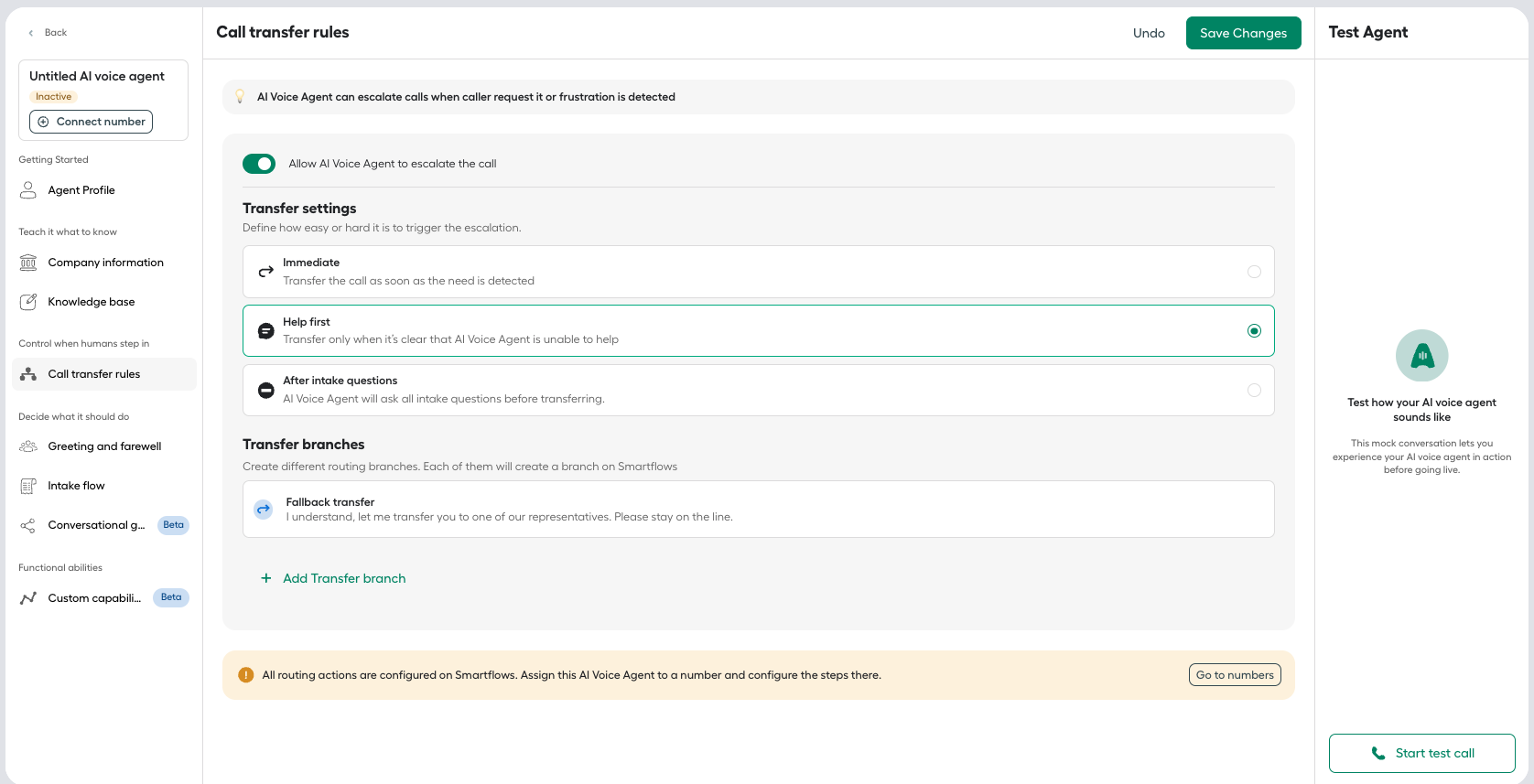 Image showing call transfer rules options