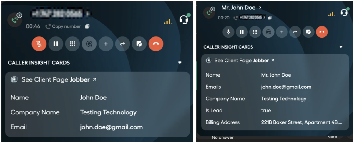 Image showing fields in call
