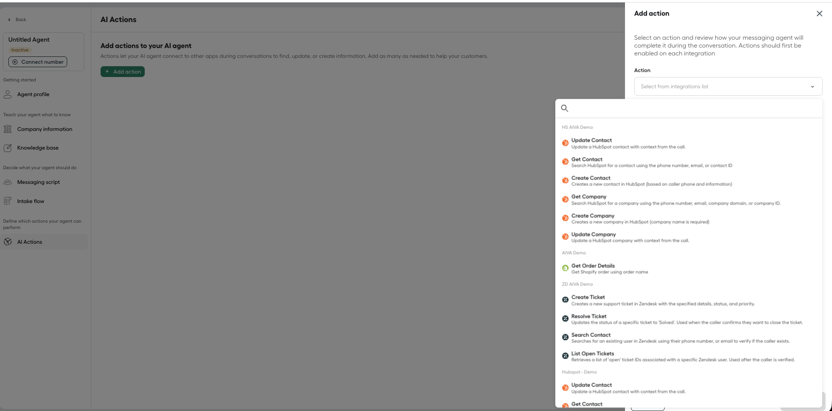 Image showing AI actions dropdown