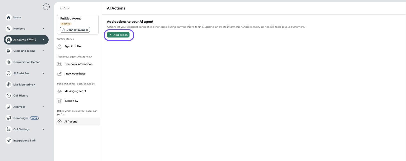 Add action button in AI Actions