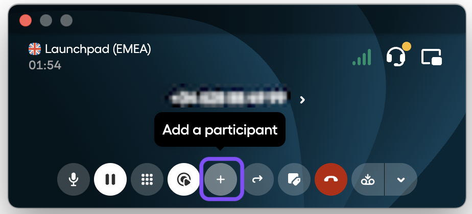 Image showing the Add a participant button