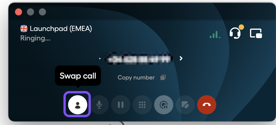 Image showing Swap call button
