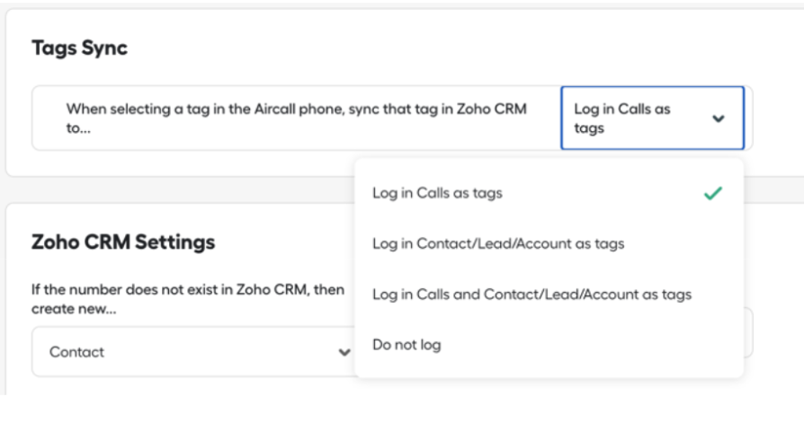 Tag sync options